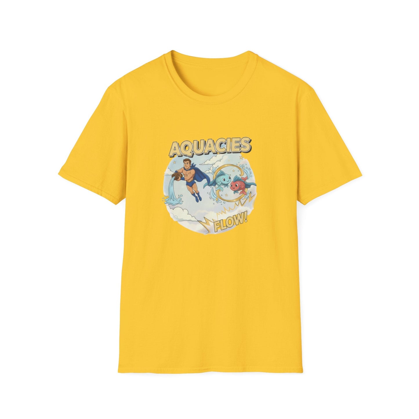 Aquacies "Flow!" Superhero Zodiac T-Shirt - Aquarius Pisces Cusp Graphic Tee - That Should Be on a T-Shirt