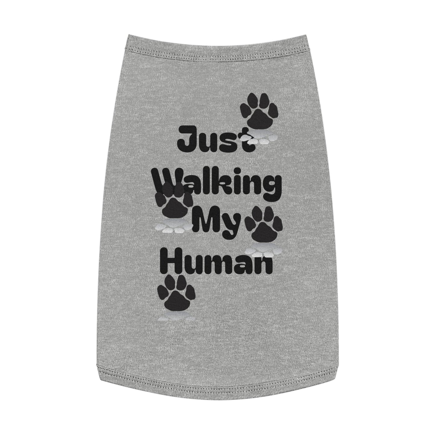 "Just Walking My Human" Dog Tank Top, Breathable Pet Tee for Fun & Comfort