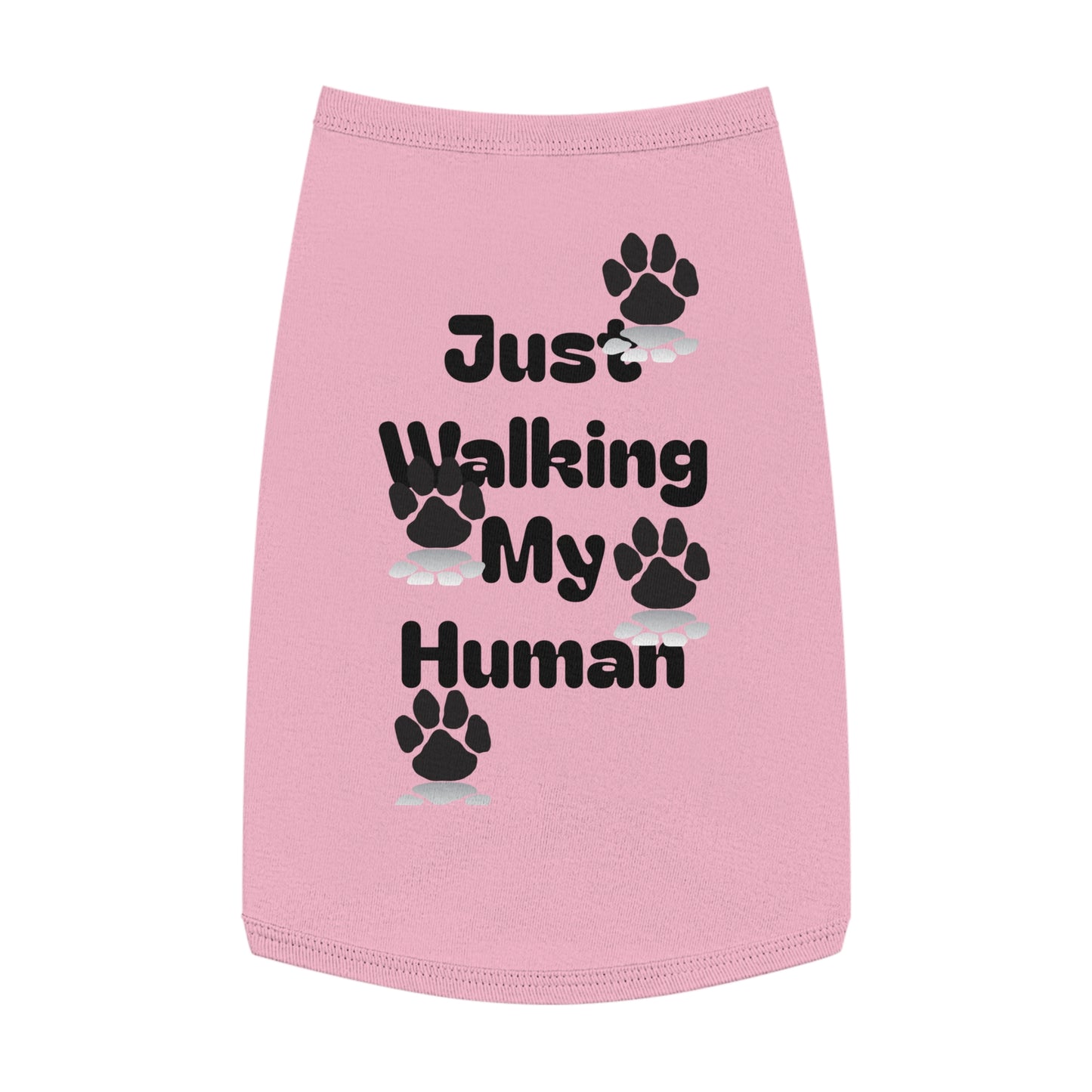 "Just Walking My Human" Dog Tank Top, Breathable Pet Tee for Fun & Comfort
