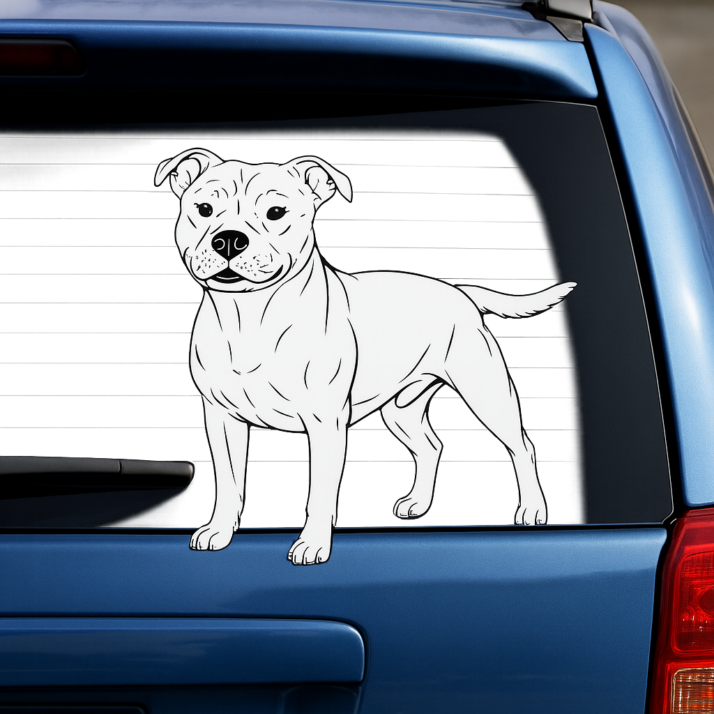Sure thing! Here’s a descriptive alt text for the image:
**"White decal-style artwork of a stylized duck holding a beer mug, placed on the rear windshield of a blue SUV. The decal stands out clearly against the dark tinted glass, giving the appearance of a custom car sticker."**
