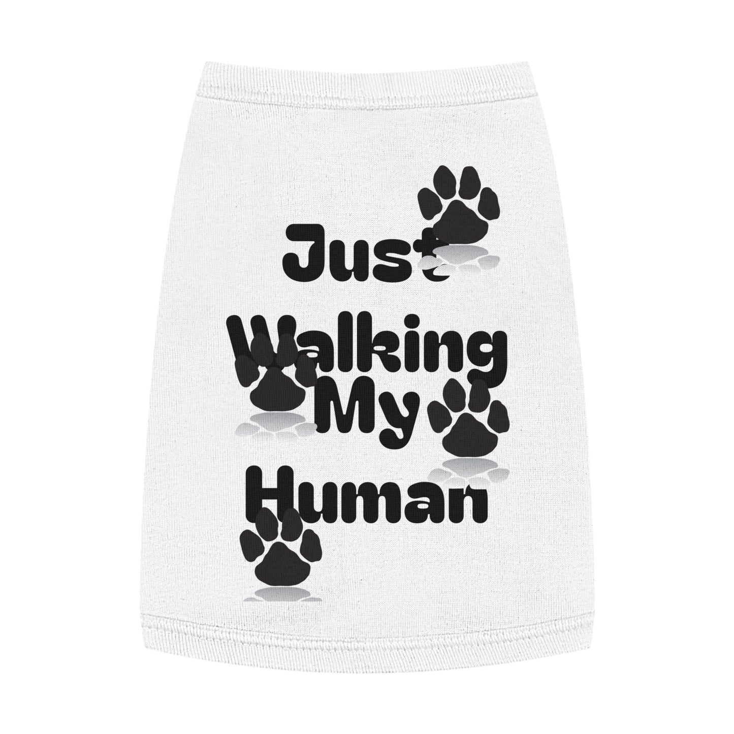 "Just Walking My Human" Dog Tank Top, Breathable Pet Tee for Fun & Comfort