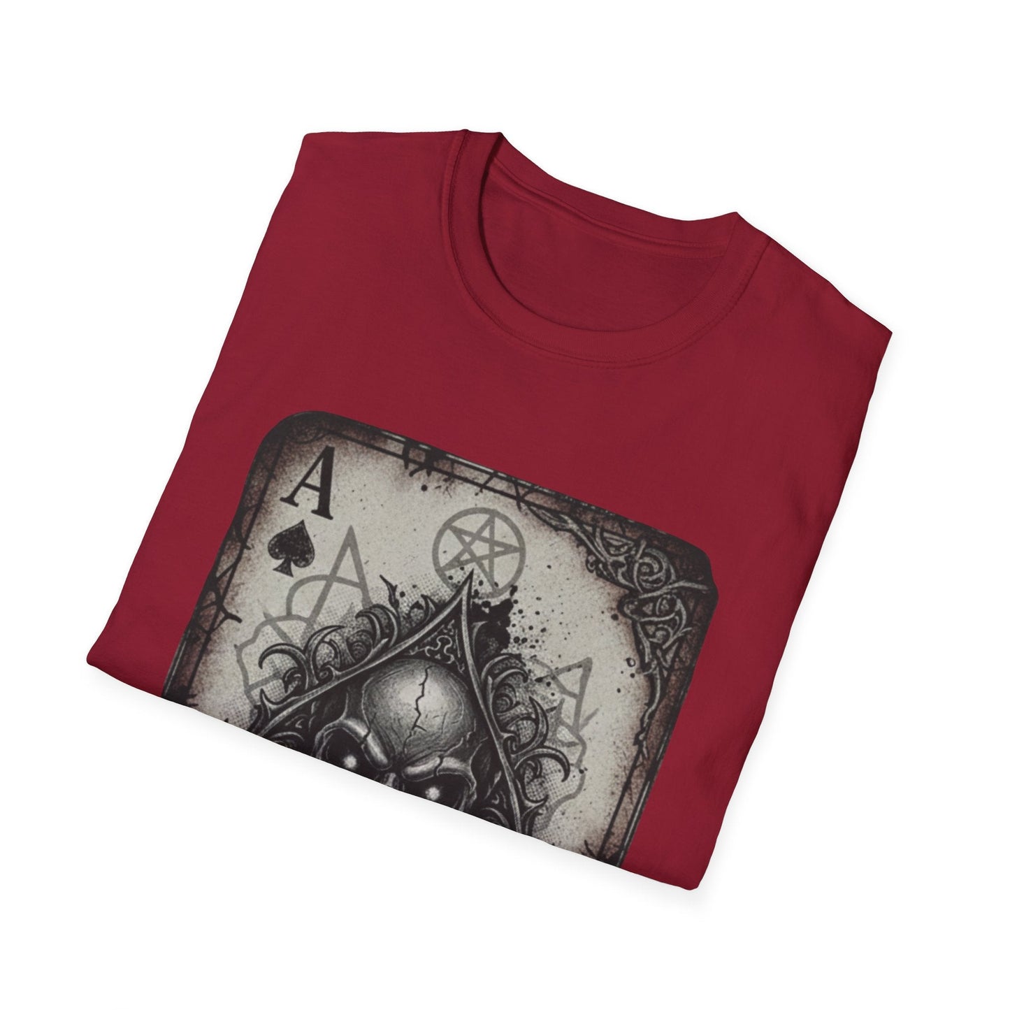 Dark Occult Ace of Spades Skull T-Shirt - Gothic Horror Playing Card Graphic Tee