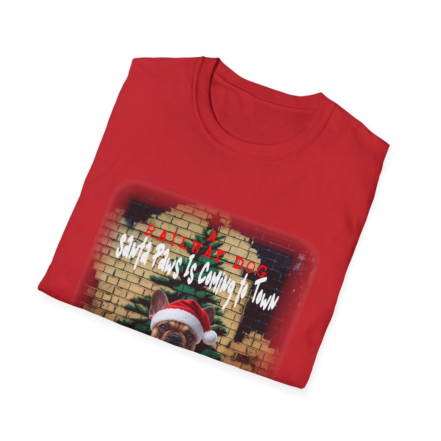 Festive French Bulldog Christmas T-Shirt | Santa Paws Is Coming To Town Tee | Funny Frenchie Holiday Gift