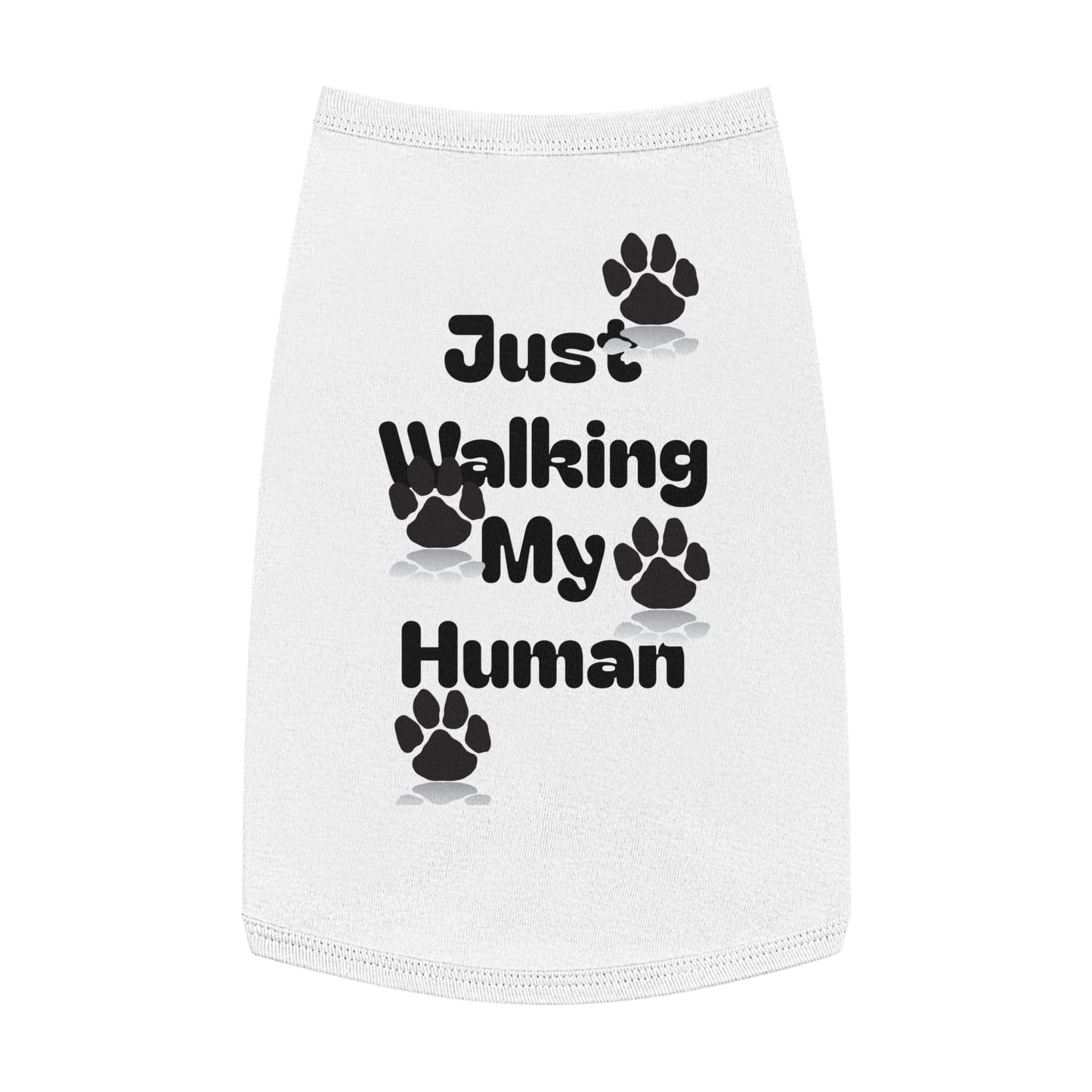 "Just Walking My Human" Dog Tank Top, Breathable Pet Tee for Fun & Comfort