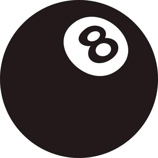 Black pool ball with number 8 on a white background