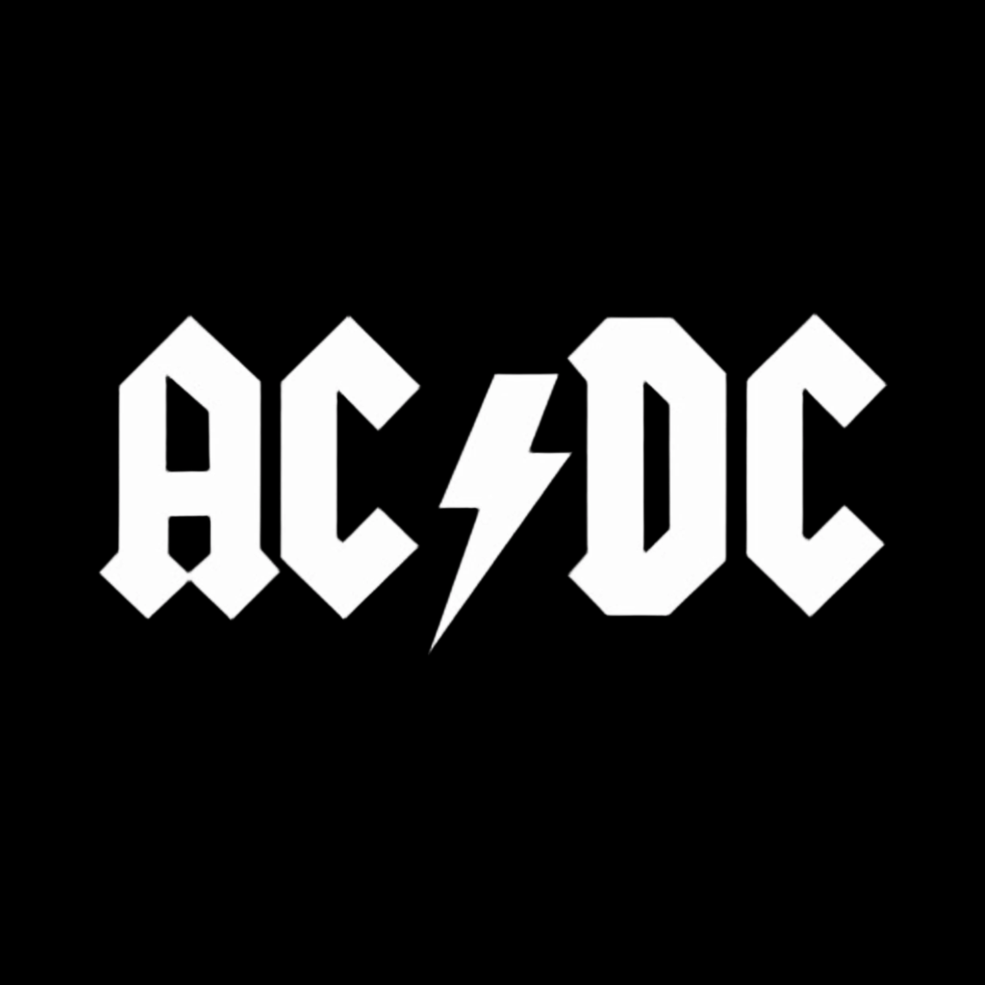 AC/DC logo in white on a black background