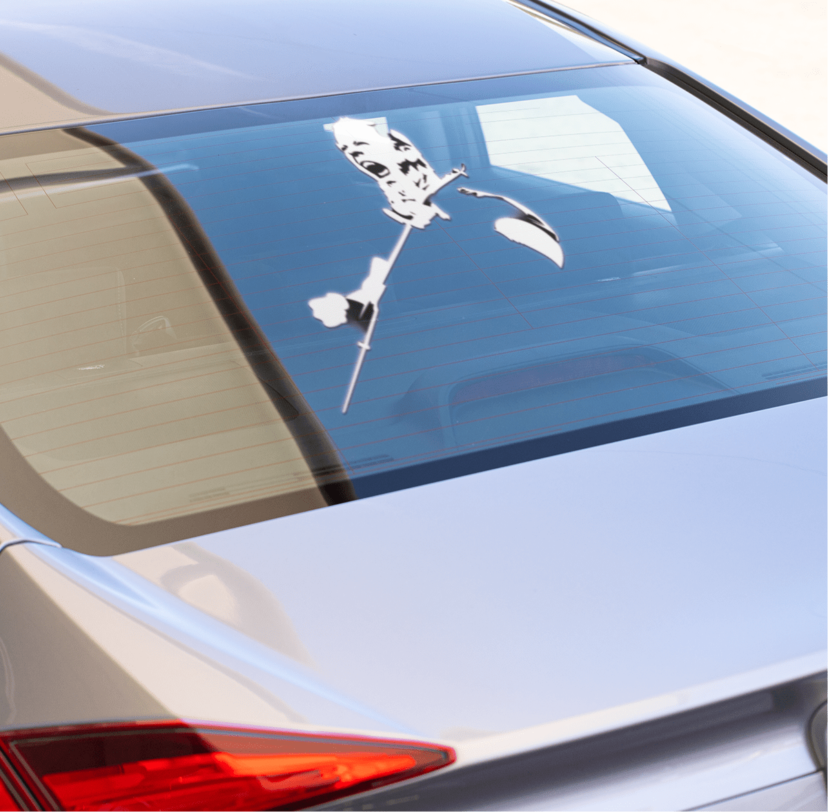 James Hetfield decal on a rear window