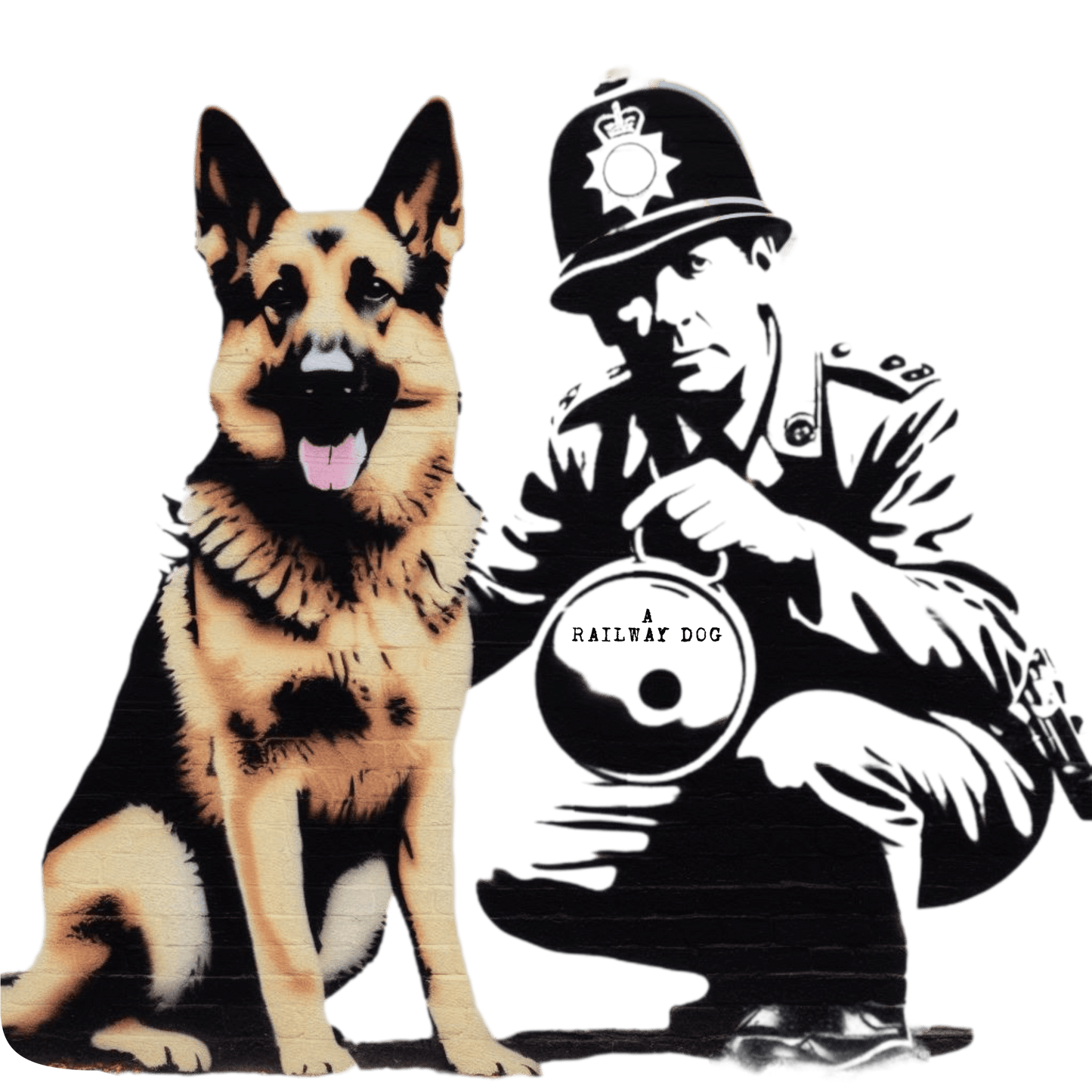T-shirt with a graphic image of a German Shepherd dog