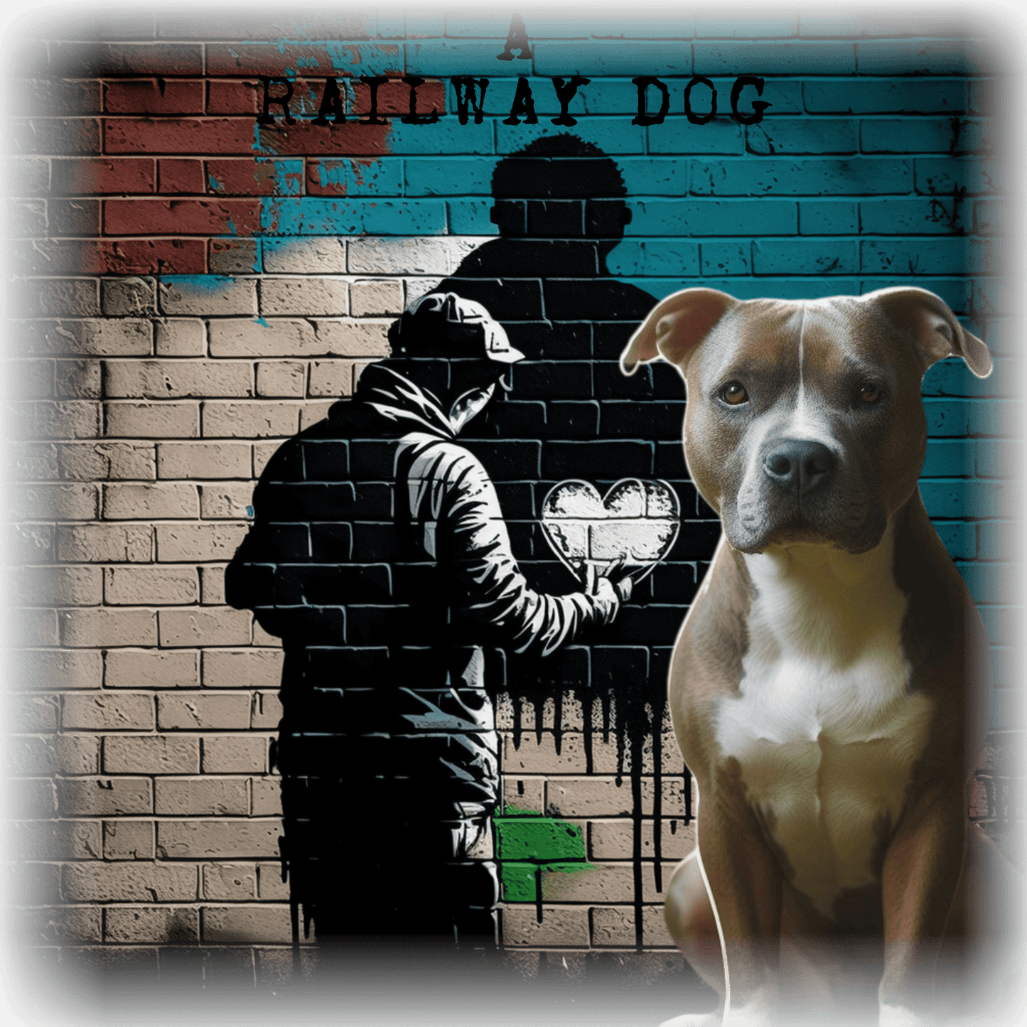 A Pitbull Terrier dog, a breed known for its loyalty and strength, featured on a t-shirt.