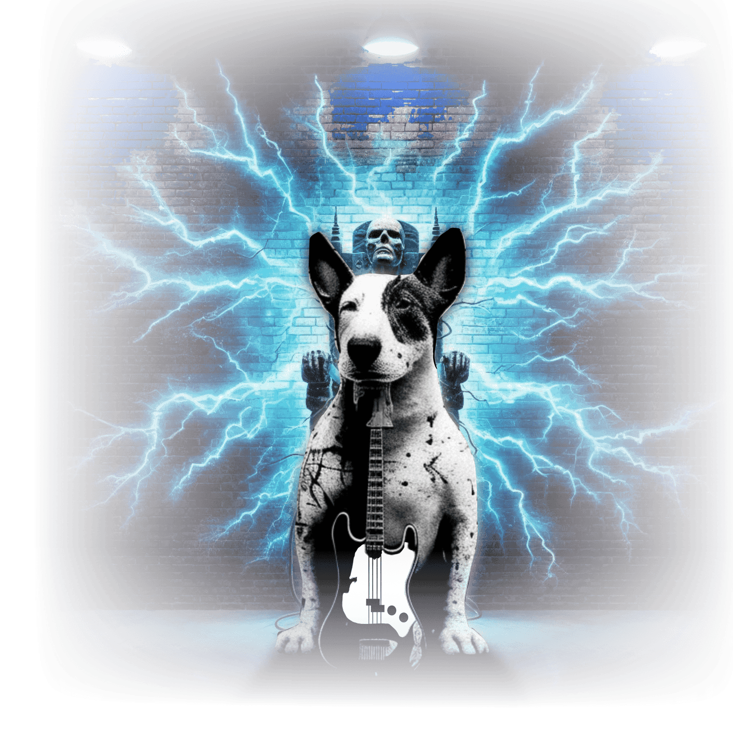 Graphic T-shirt featuring a Bull Terrier, with a bold and expressive design highlighting the unique features of the breed