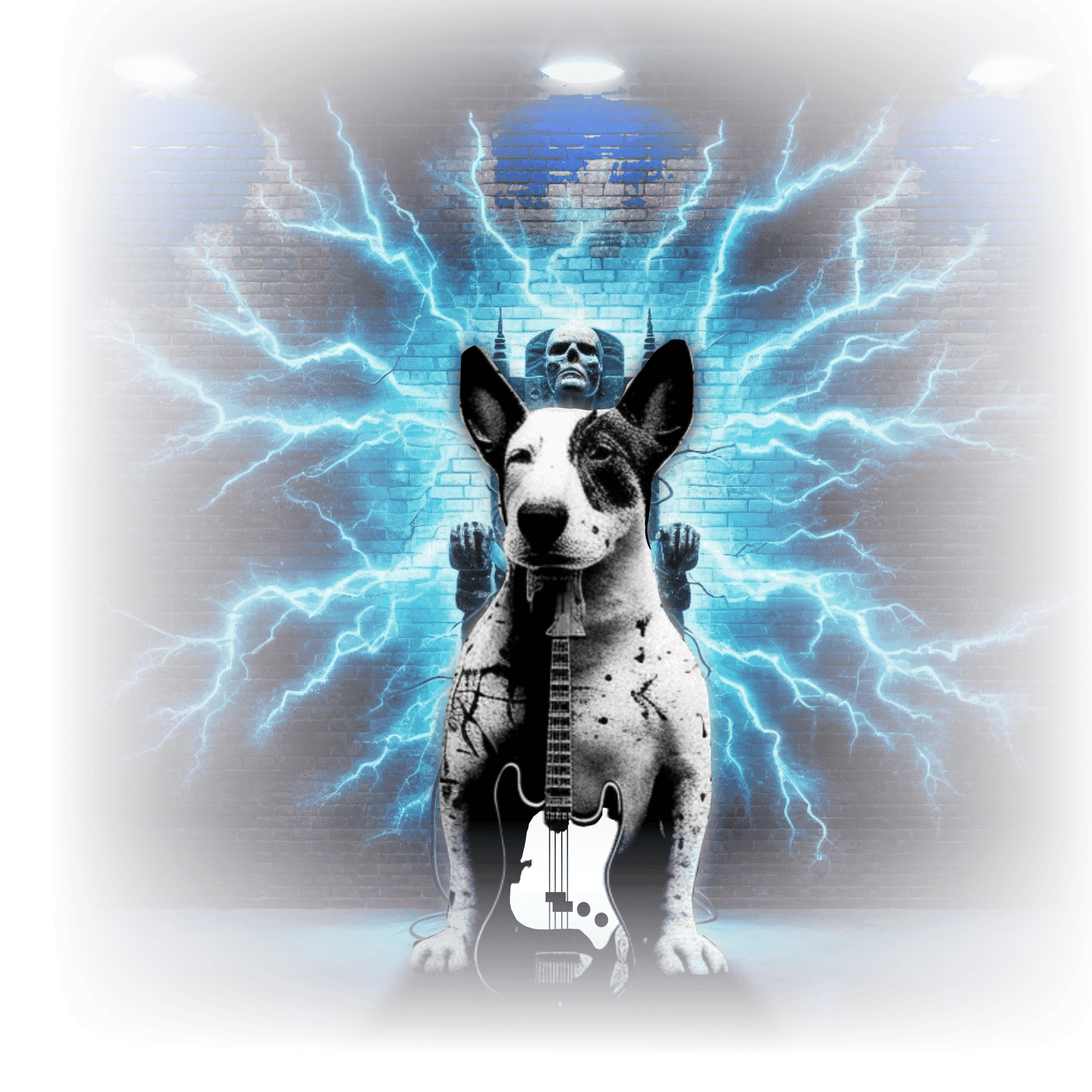 Graphic T-shirt featuring a Bull Terrier, with a bold and expressive design highlighting the unique features of the breed