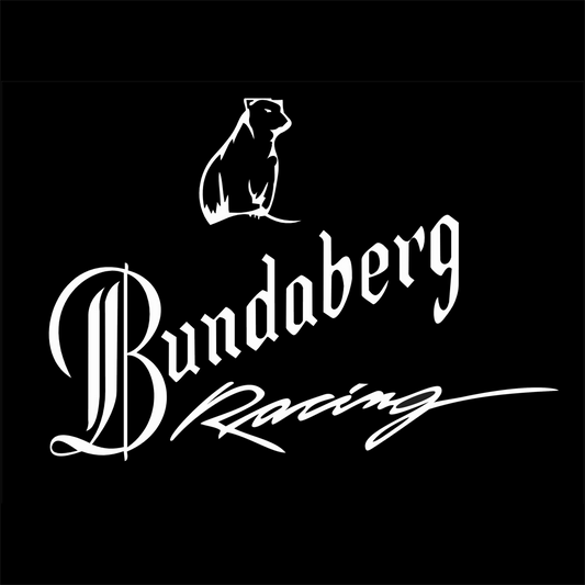 Bundaberg Racing logo with a kangaroo illustration on a black background