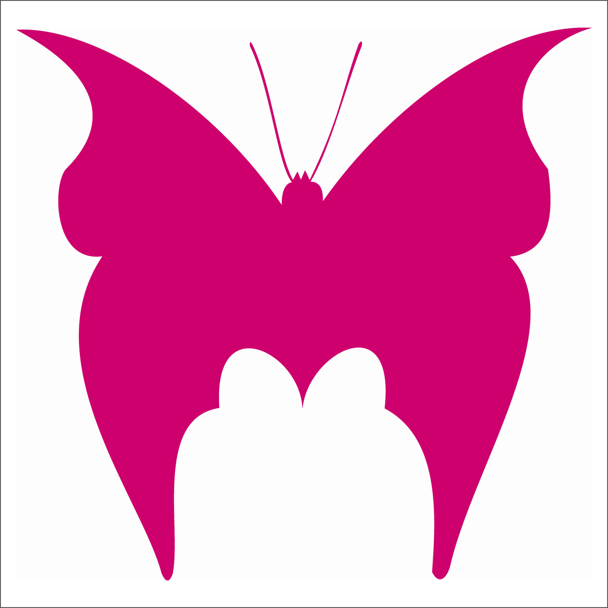 Pink butterfly silhouette on a white background