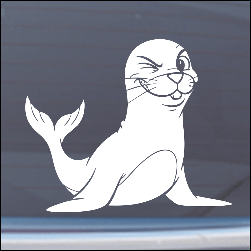 White seal illustration on a dark blue background