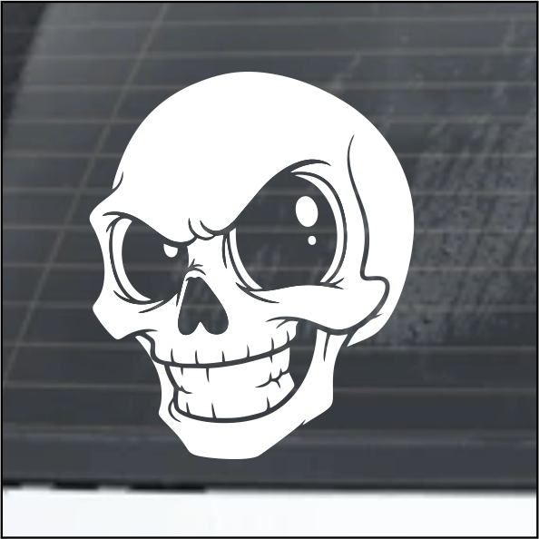 White skull design on a black background