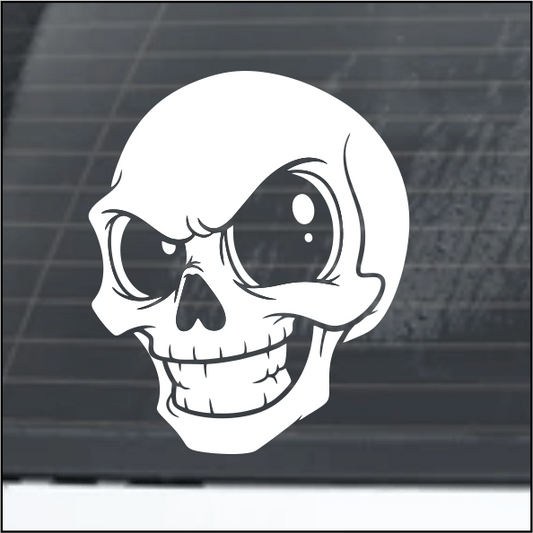 White skull design on a black background
