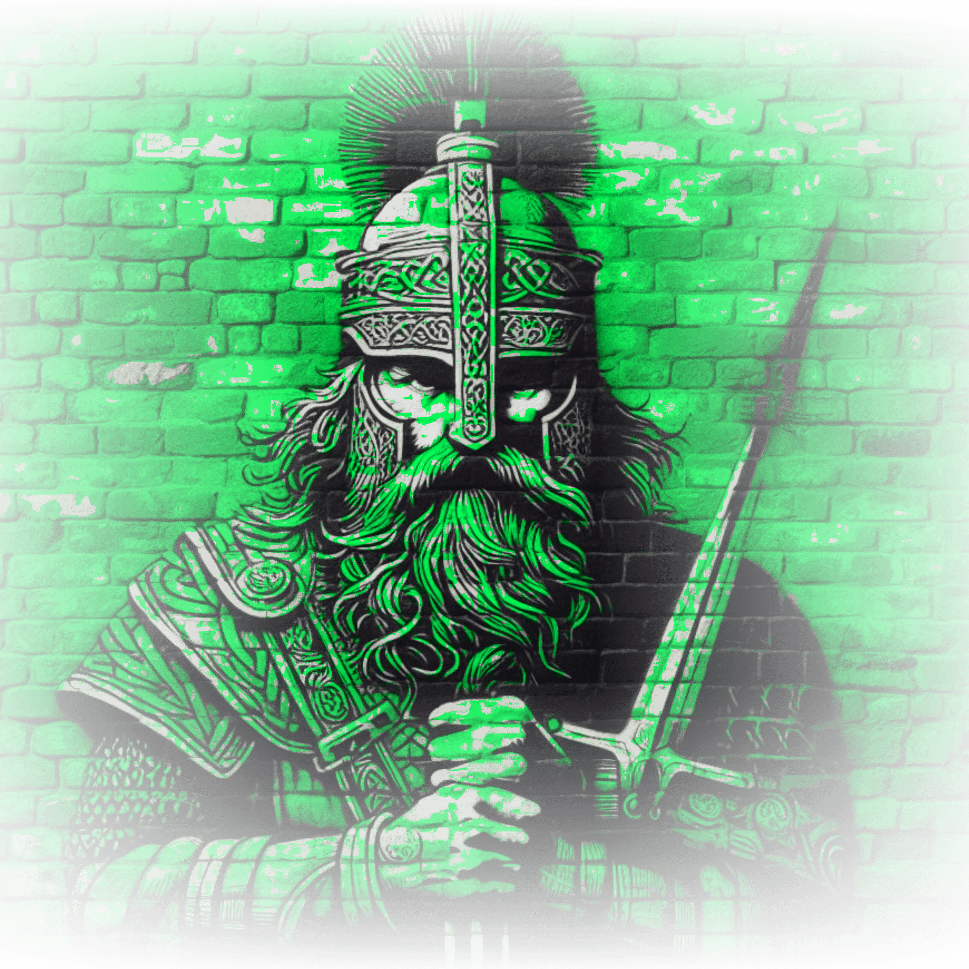 Graphic T-shirt depicting a Celtic warrior in traditional attire, wielding weapons and standing proudly against a dramatic backdrop.