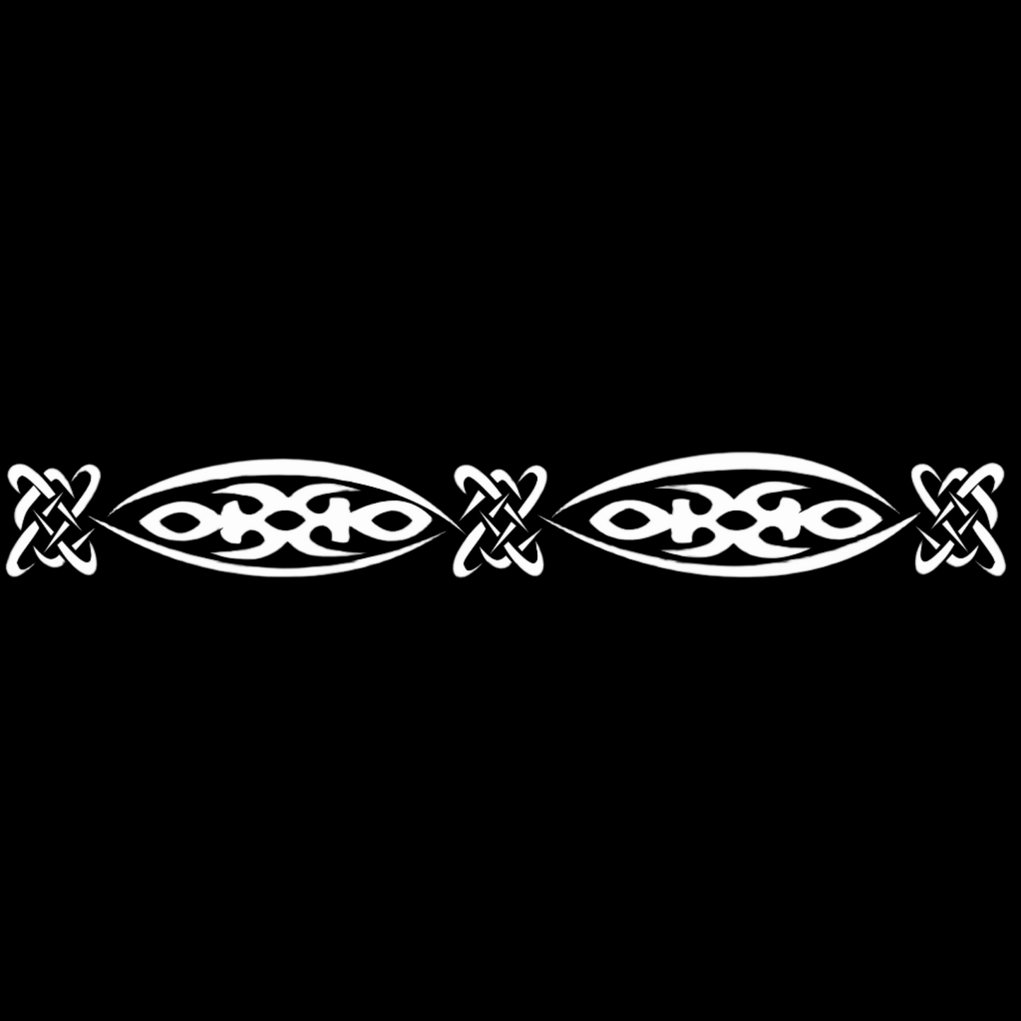 Decorative Celtic knot pattern in white on a black background