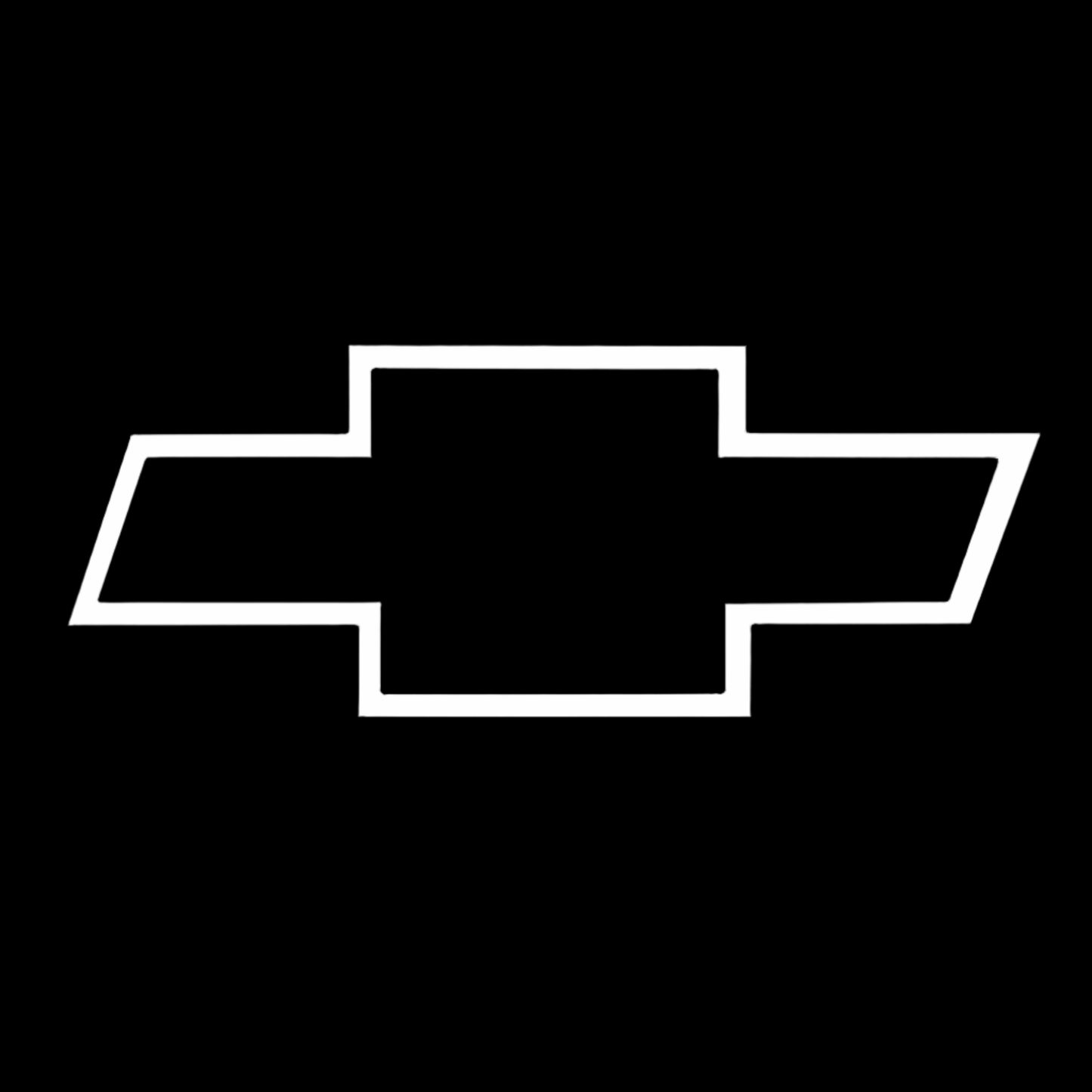 White Chevrolet logo on a black background