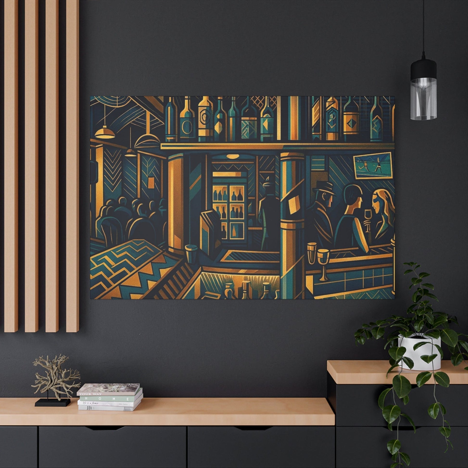 A Bar Somewhere - Art Deco on Canvas - That Should Be on a T-Shirt