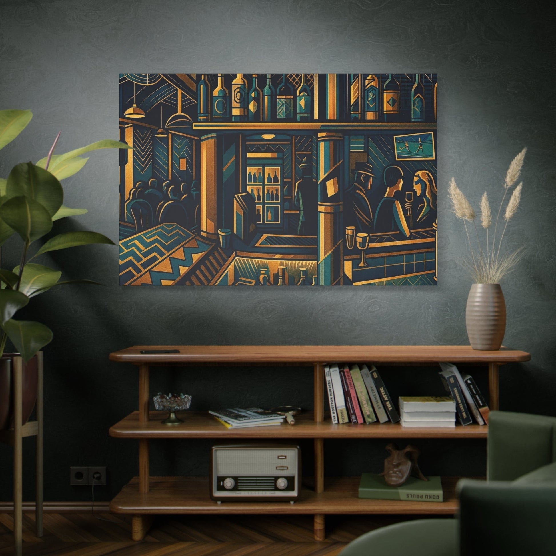 A Bar Somewhere - Art Deco on Canvas - That Should Be on a T-Shirt