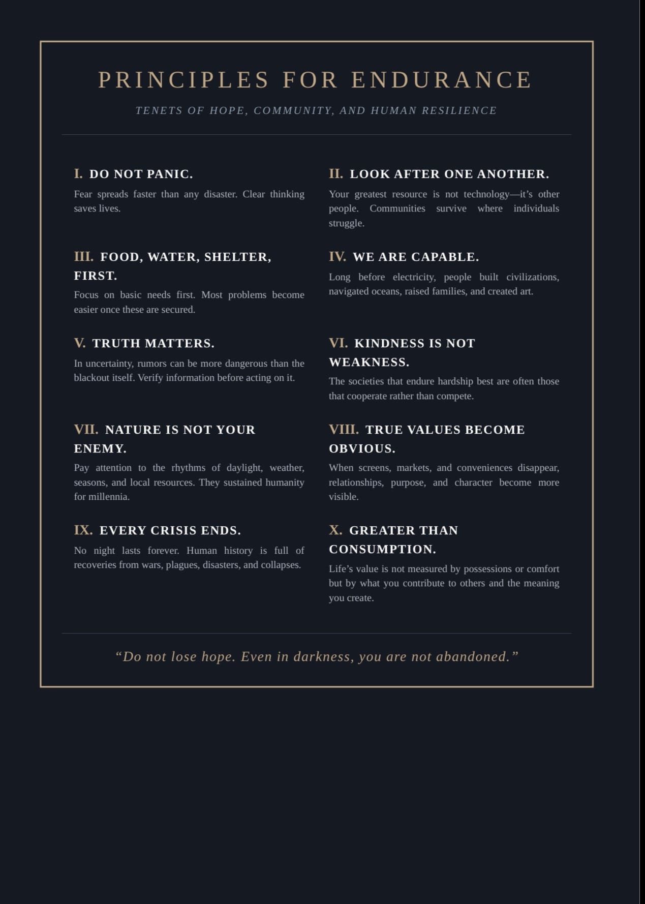 Principles for Endurance Premium Resilience Poster | Stoic Wall Art