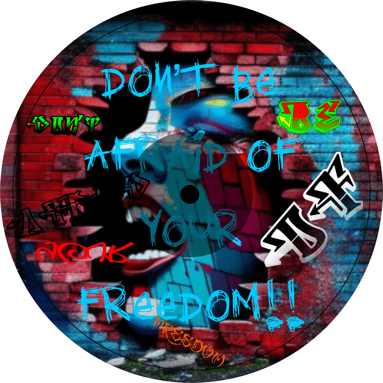 Graphic tee promoting artistic expression and freedom.