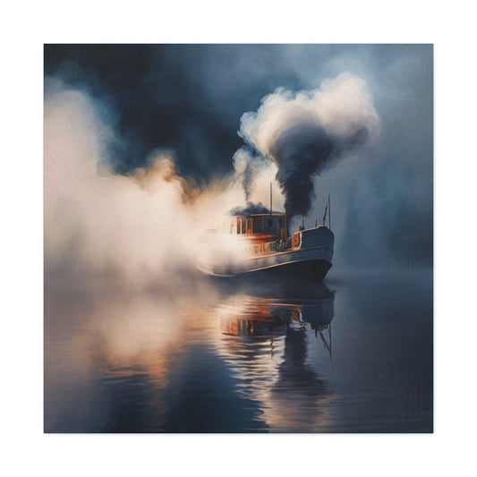 A Fishing Boat Emerges from the Fog