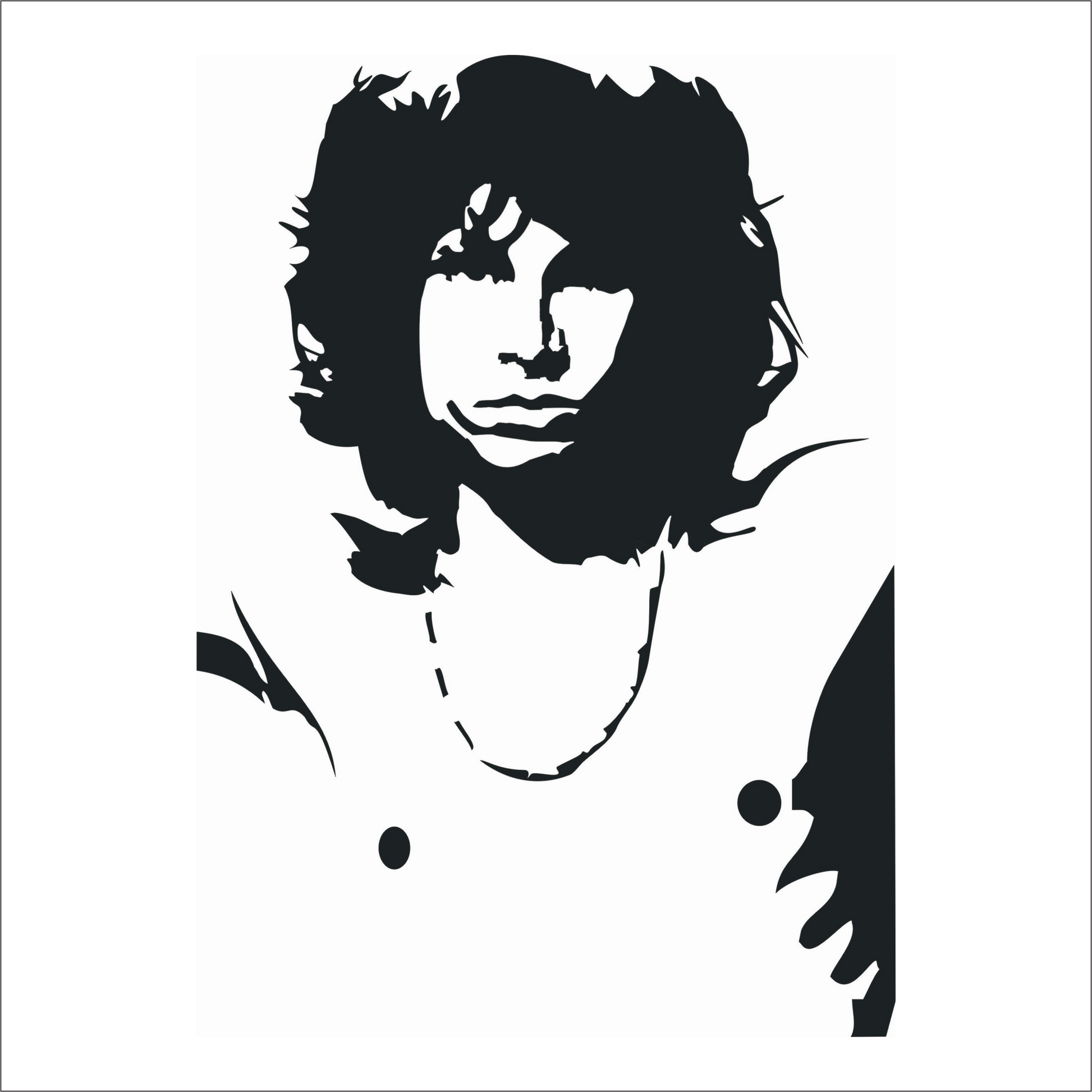Black silhouette of Jim Morrison on a white background