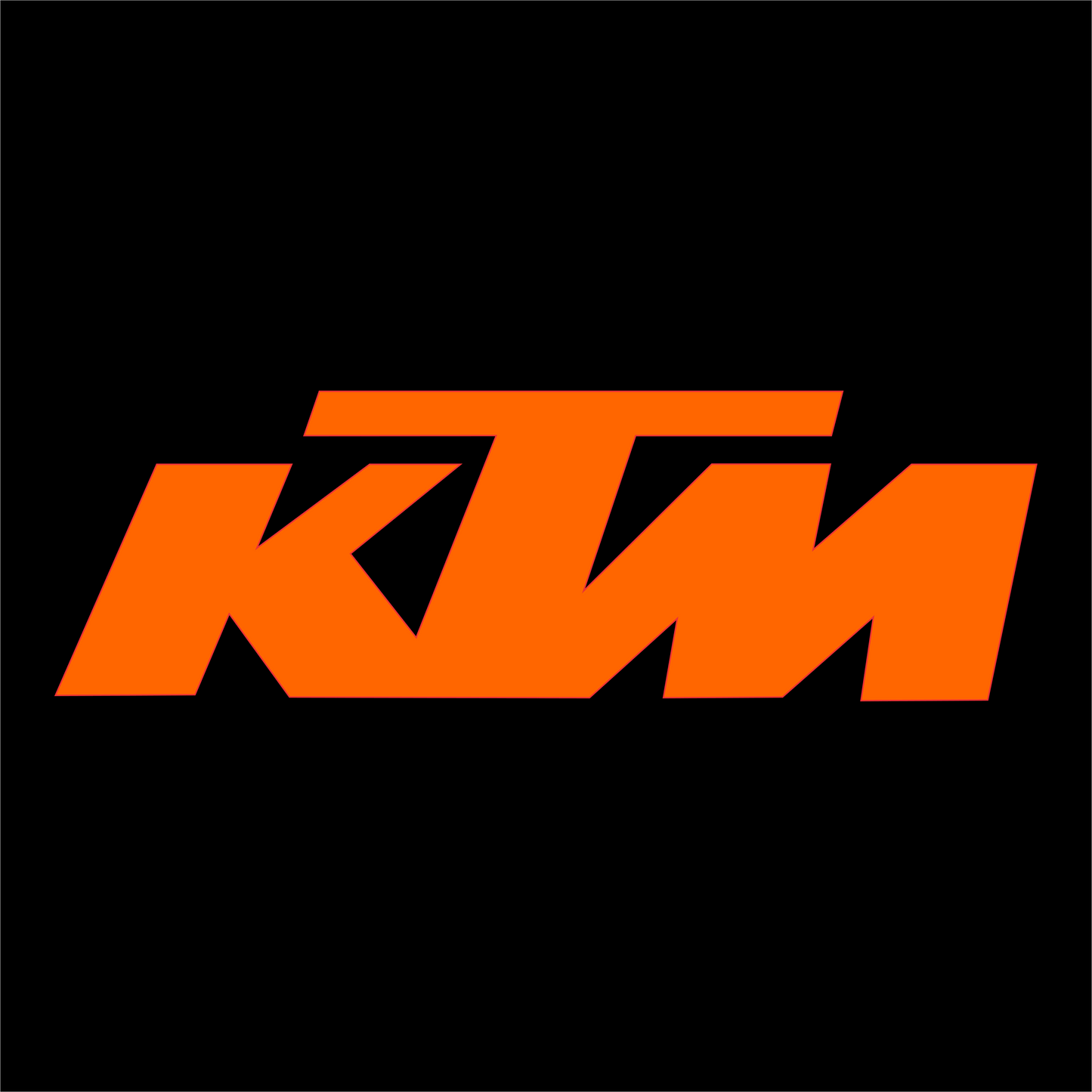Orange KTM logo on a black background