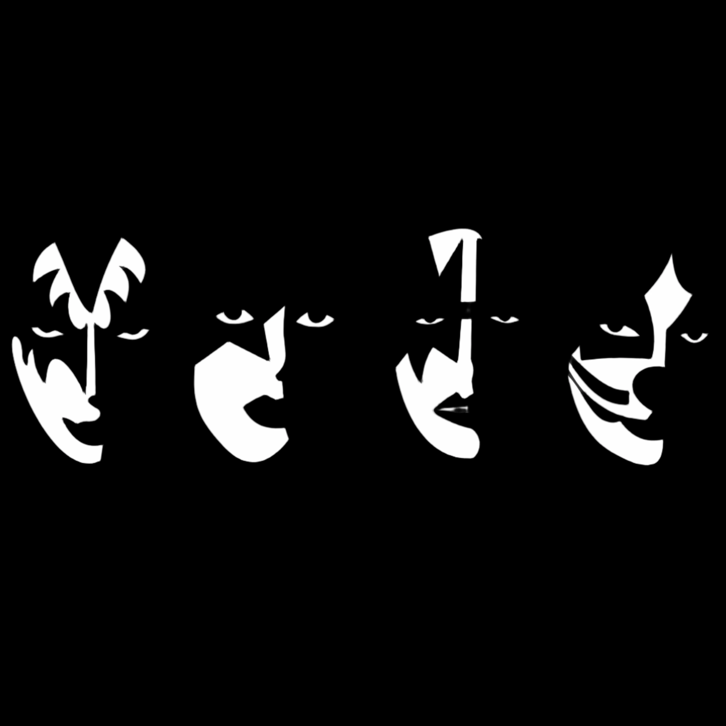 Kiss members on a black background