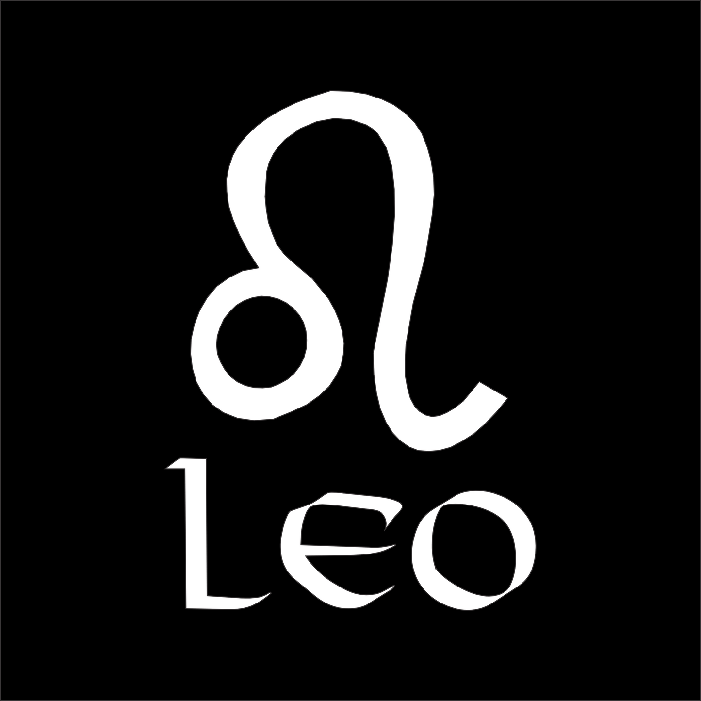 White Leo zodiac symbol on a black background
