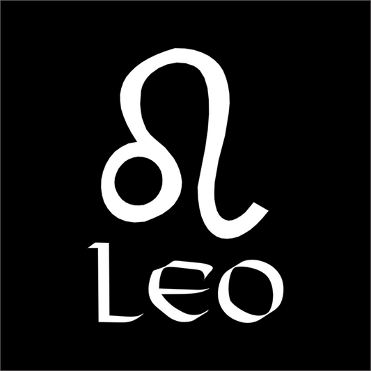 White Leo zodiac symbol on a black background