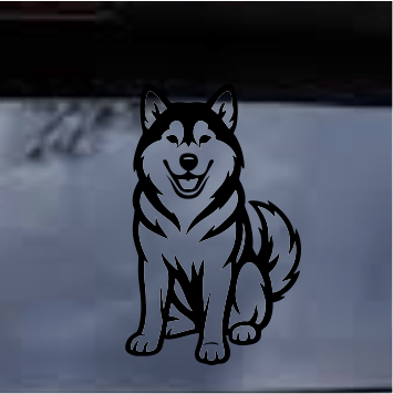 Alaskan Malamute Siberian Husky decal on a car window