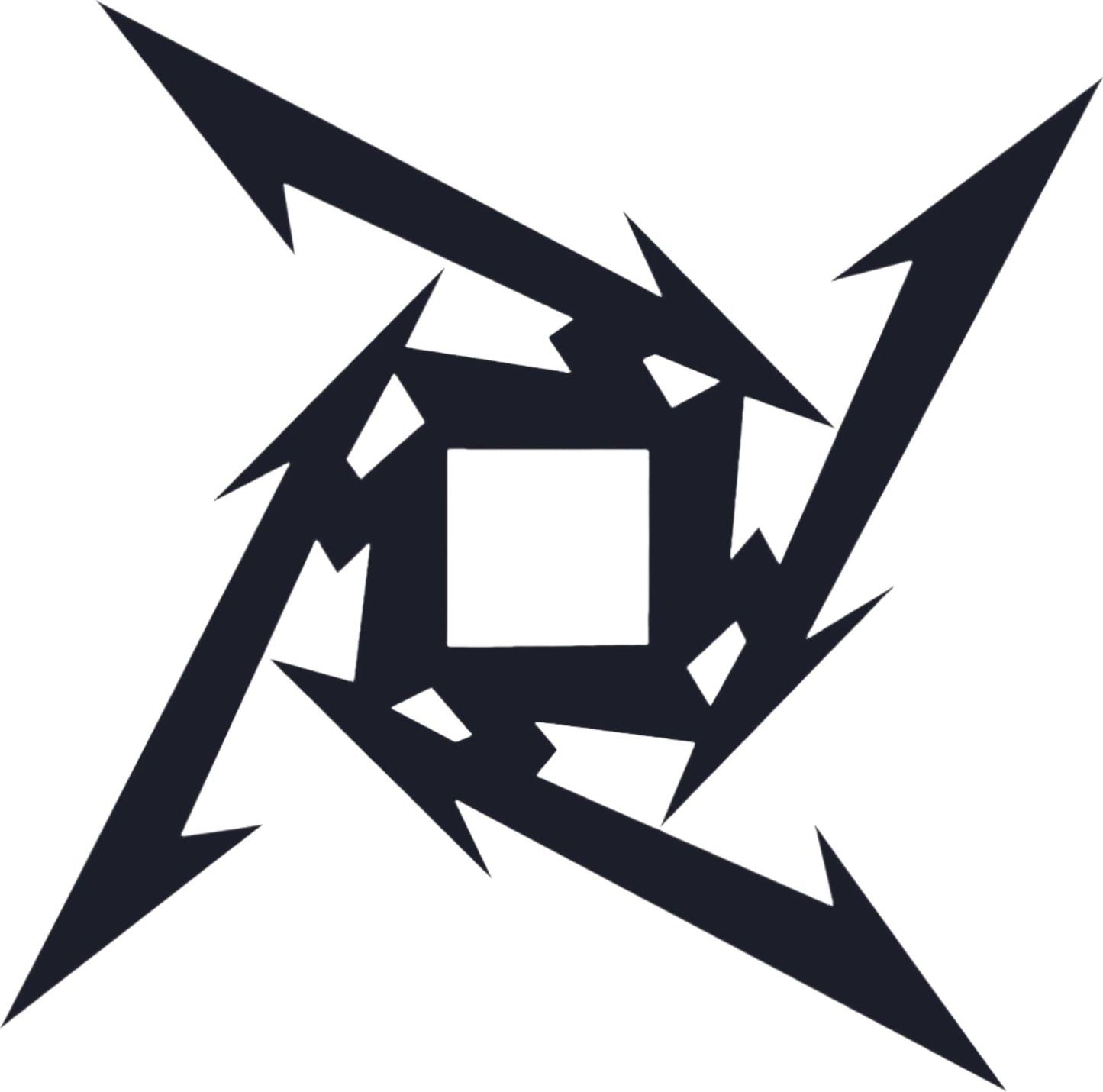 Black Metallica Ninja star pattern on a white background