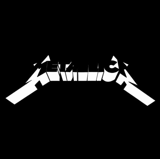 White 'Metallica' logo on a black background