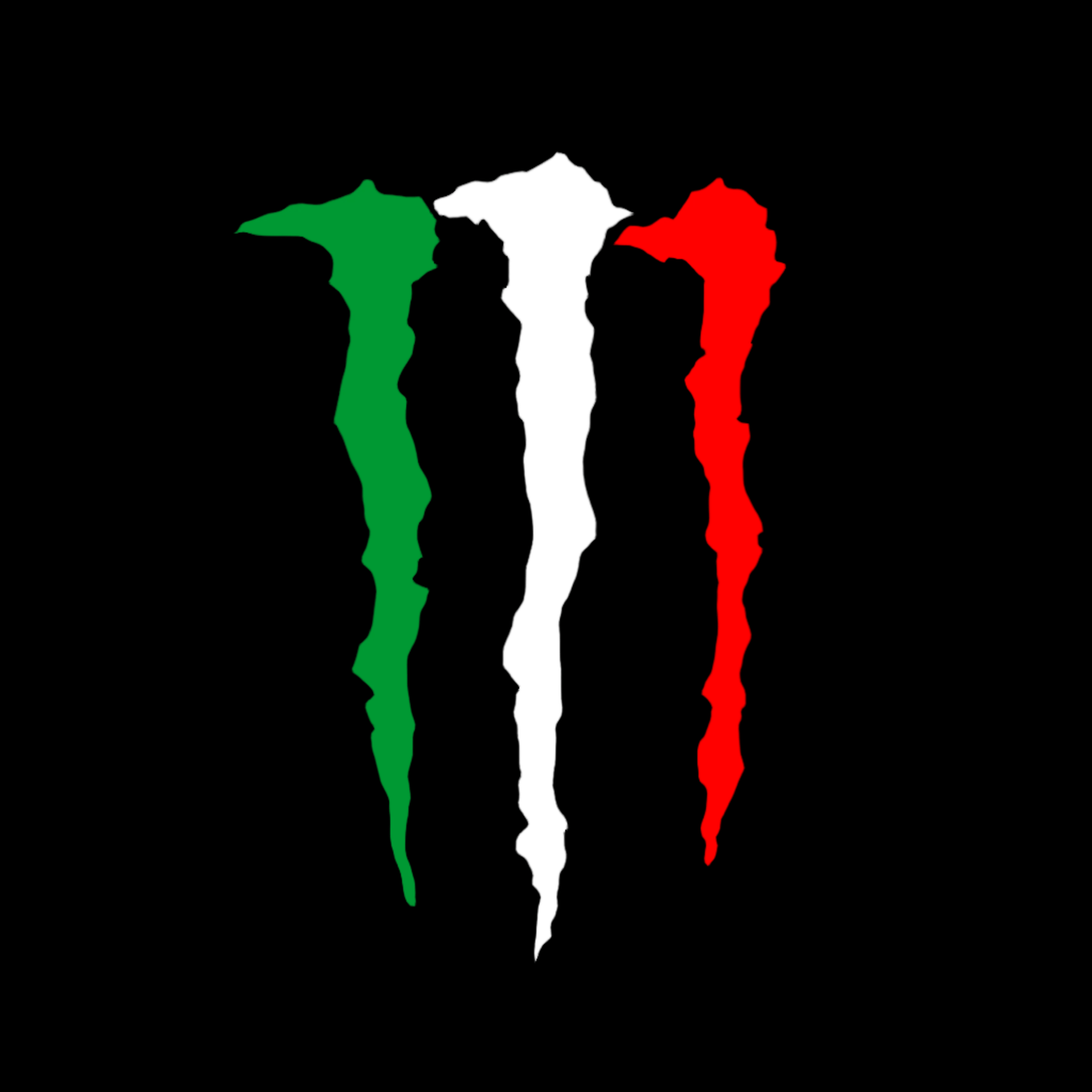 Monster Energy drink logo with green, white, and red stripes on a black background