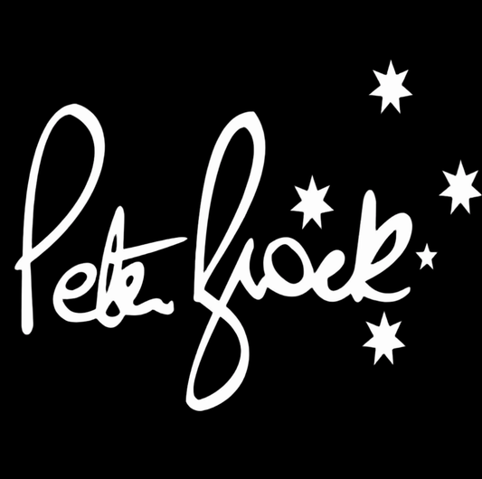 White text 'Pete Brock' with Southern Cross stars on a black background