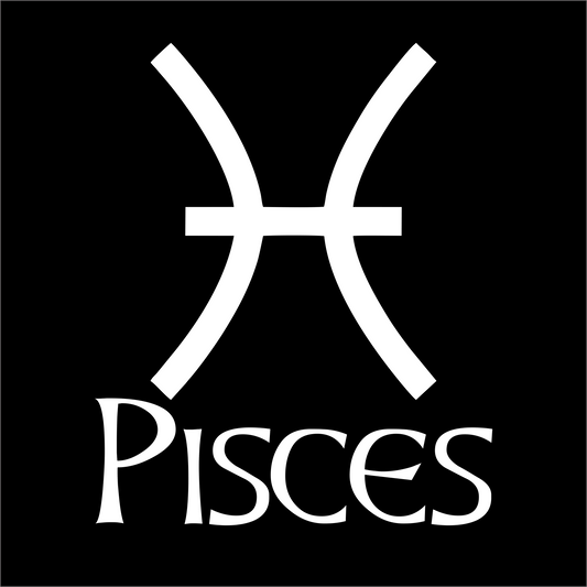 White Pisces zodiac symbol on a black background
