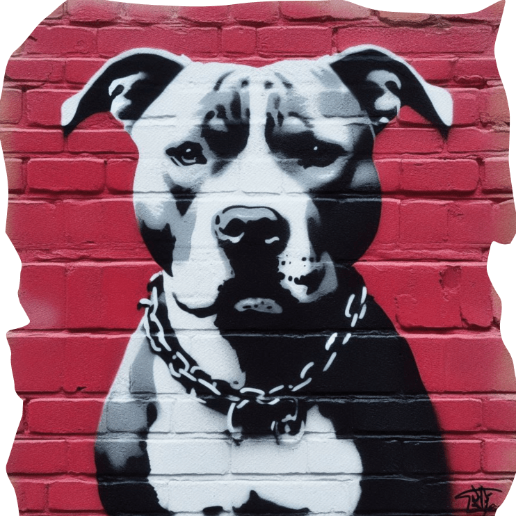 Graphic T-shirt featuring a Pitbull Terrier, showcasing a bold and artistic design that highlights the breed's strong and loyal characteristics.