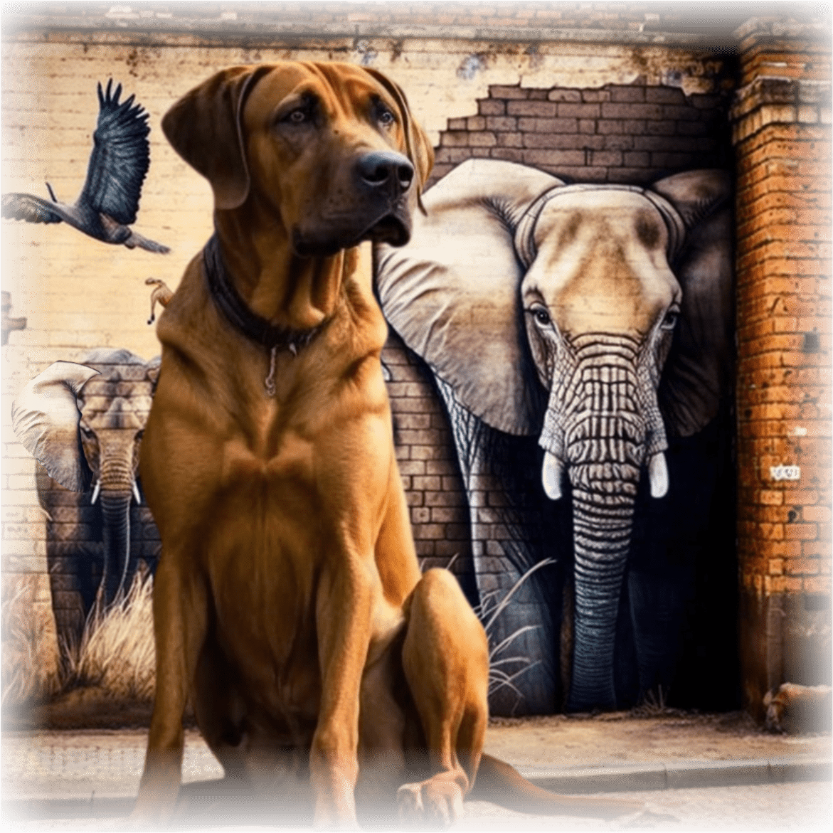 mage of a powerful Rhodesian Ridgeback on a t-shirt.  pen_spark