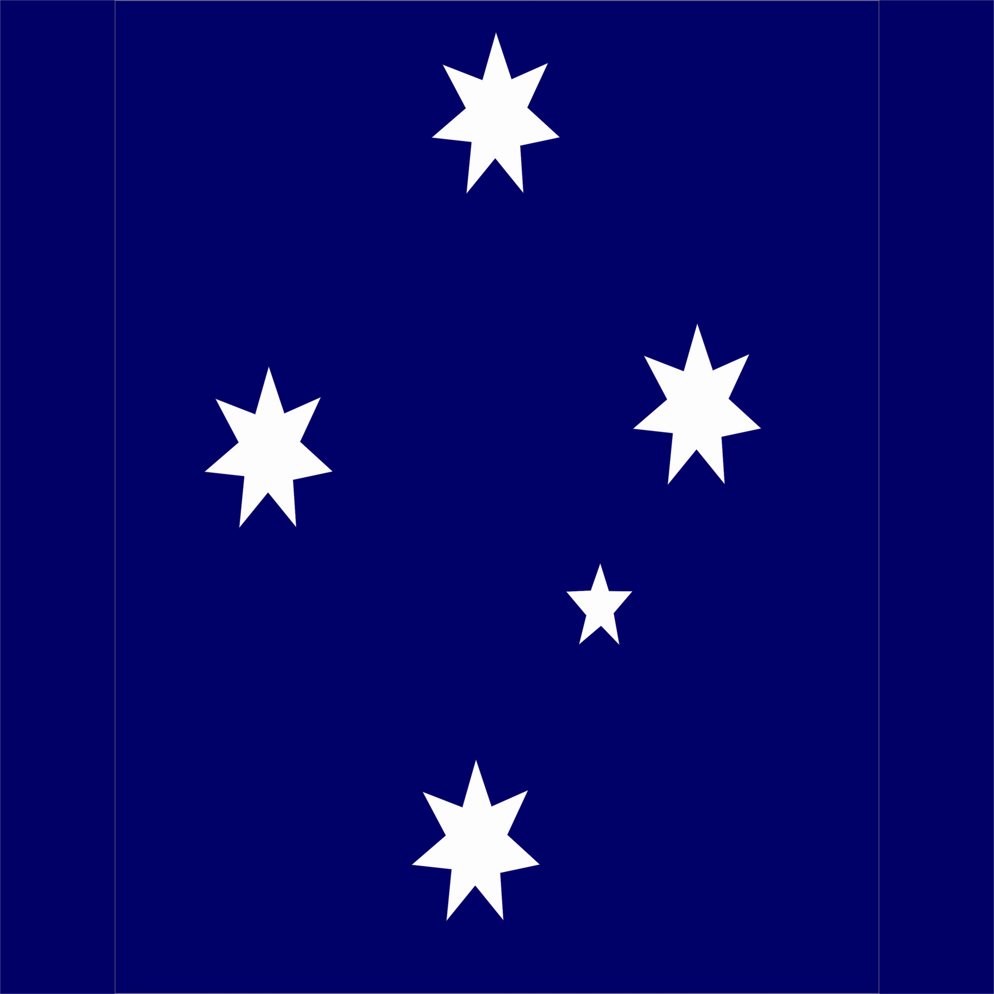 Five white stars of the Southern Cross on a blue background