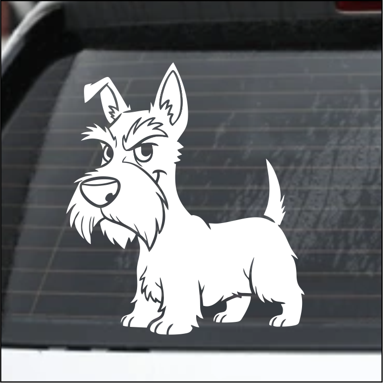 White Scottish Terrier dog decal on a car window