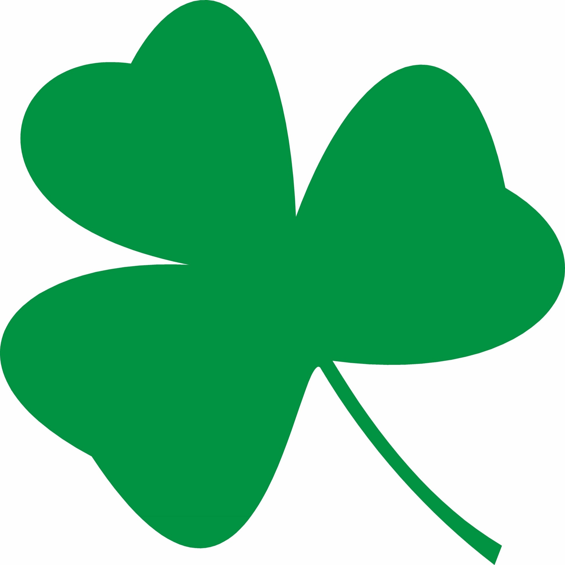 Green four-leaf clover on a white background