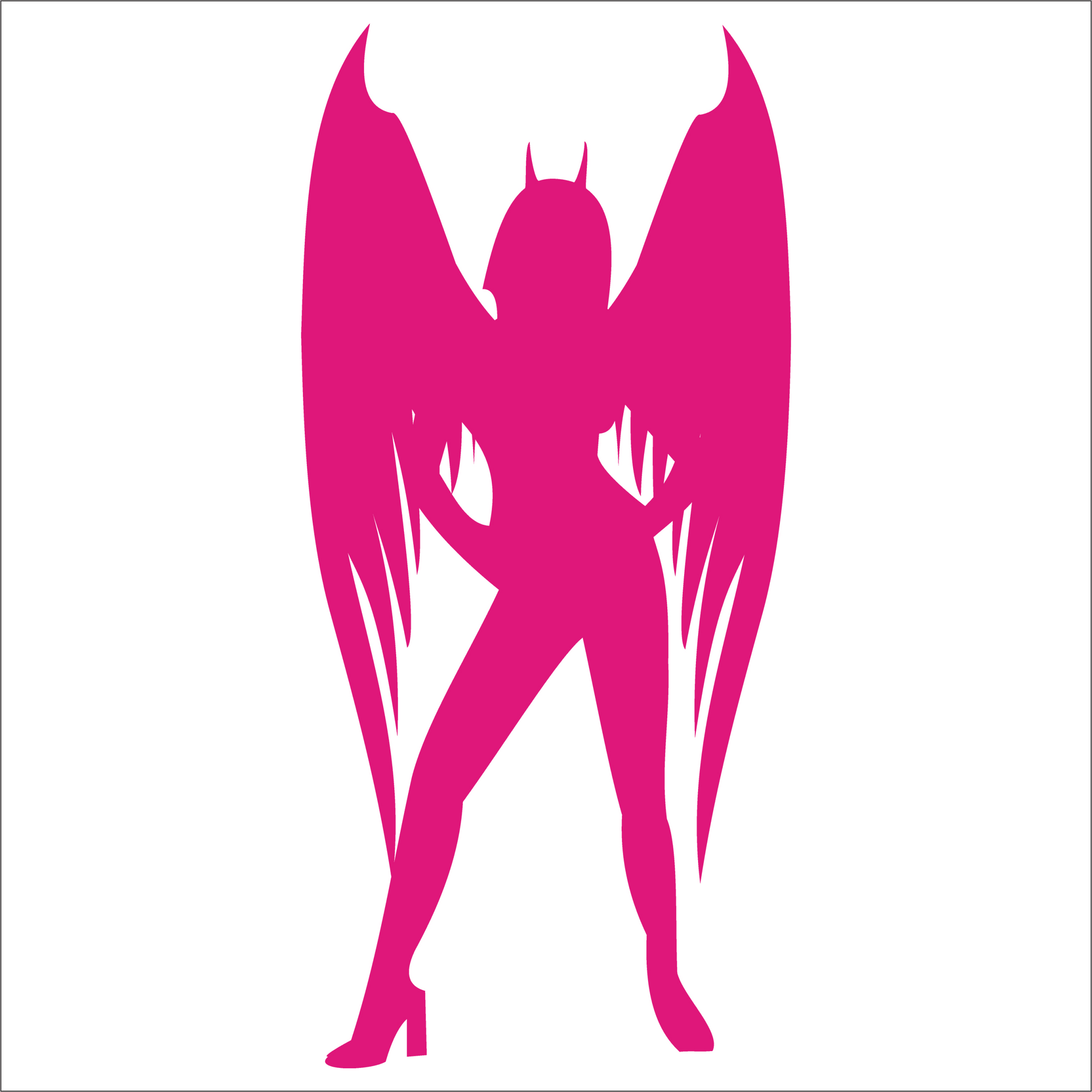 Pink fairy silhouette with large wings on a white background