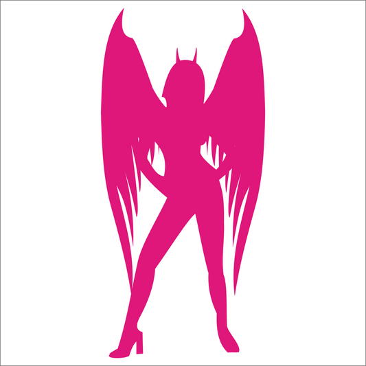 Pink fairy silhouette with large wings on a white background
