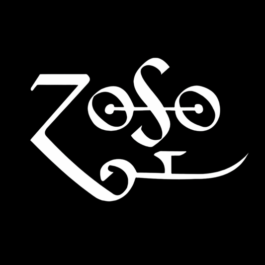 White Zoso logo with stylized text on a black background