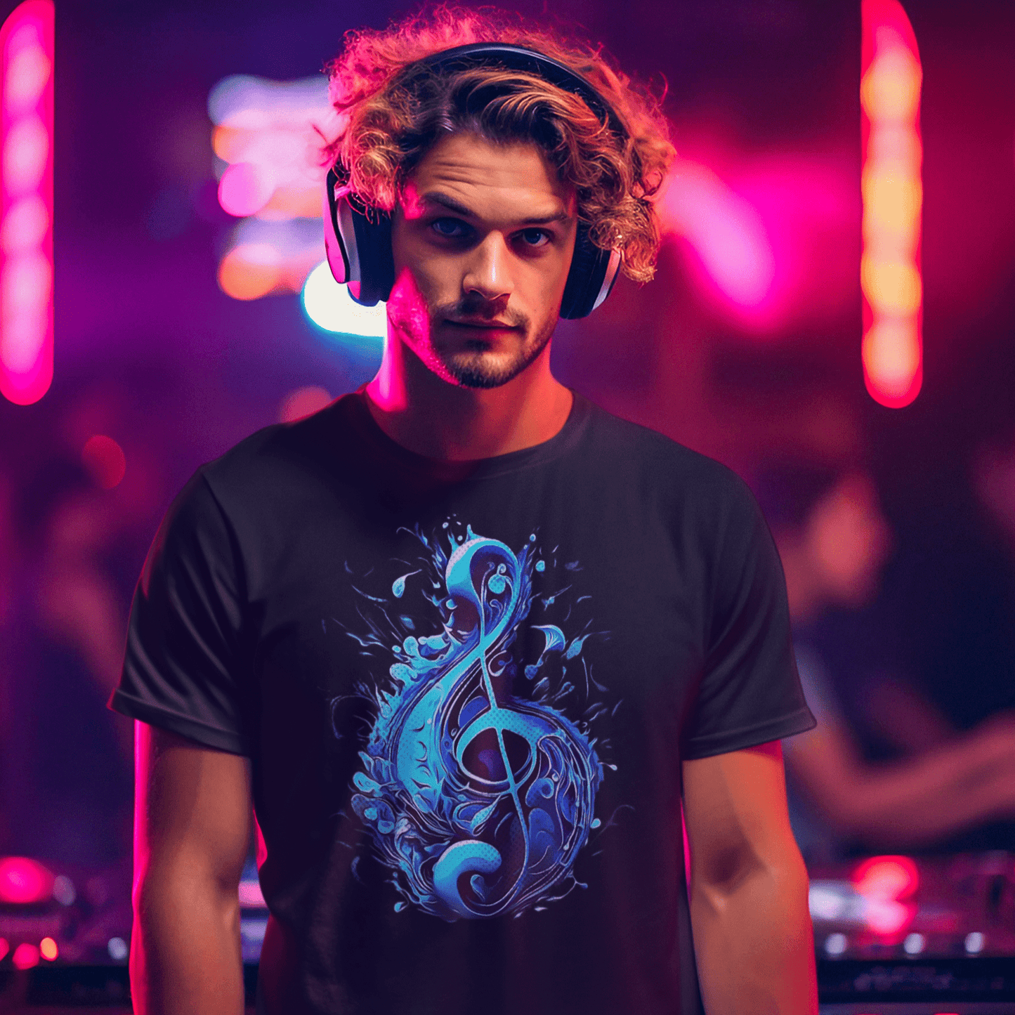 T-shirt featuring a musical symbol: a treble clef