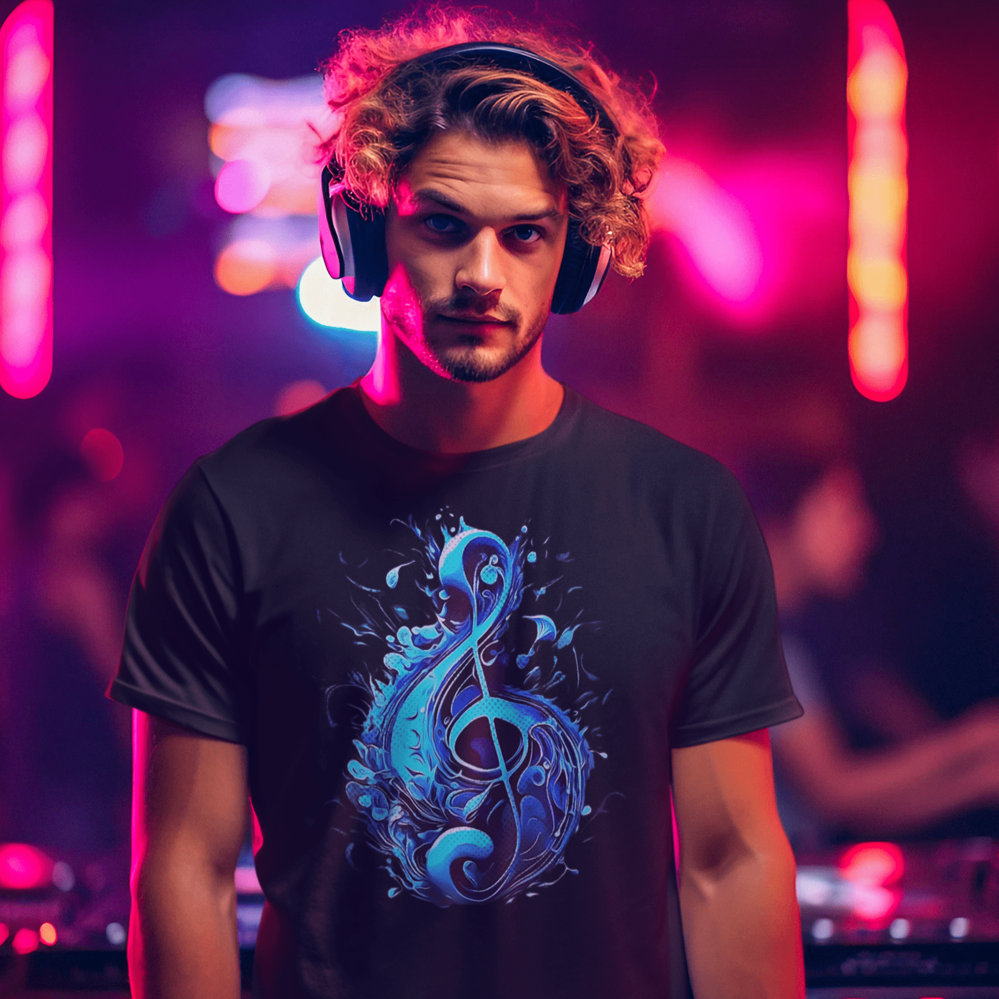 T-shirt featuring a musical symbol: a treble clef