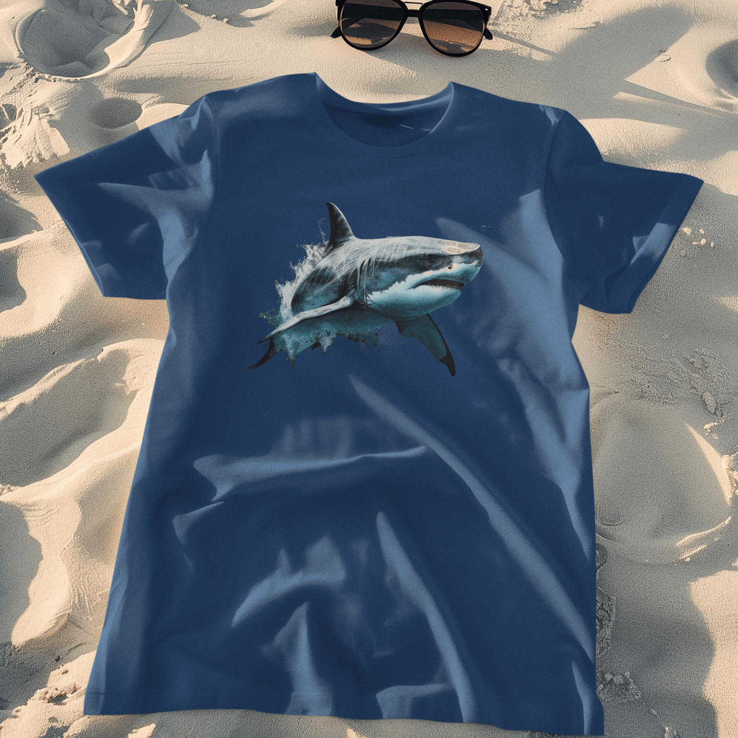 T-shirt with a Great White Shark graphic.